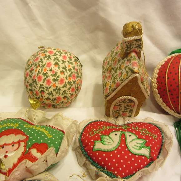 VTG 60's TO 80's FABRIC ORNAMENTS, SET OF 13, GREAT TREE ACCENTS - Picture 2 of 7